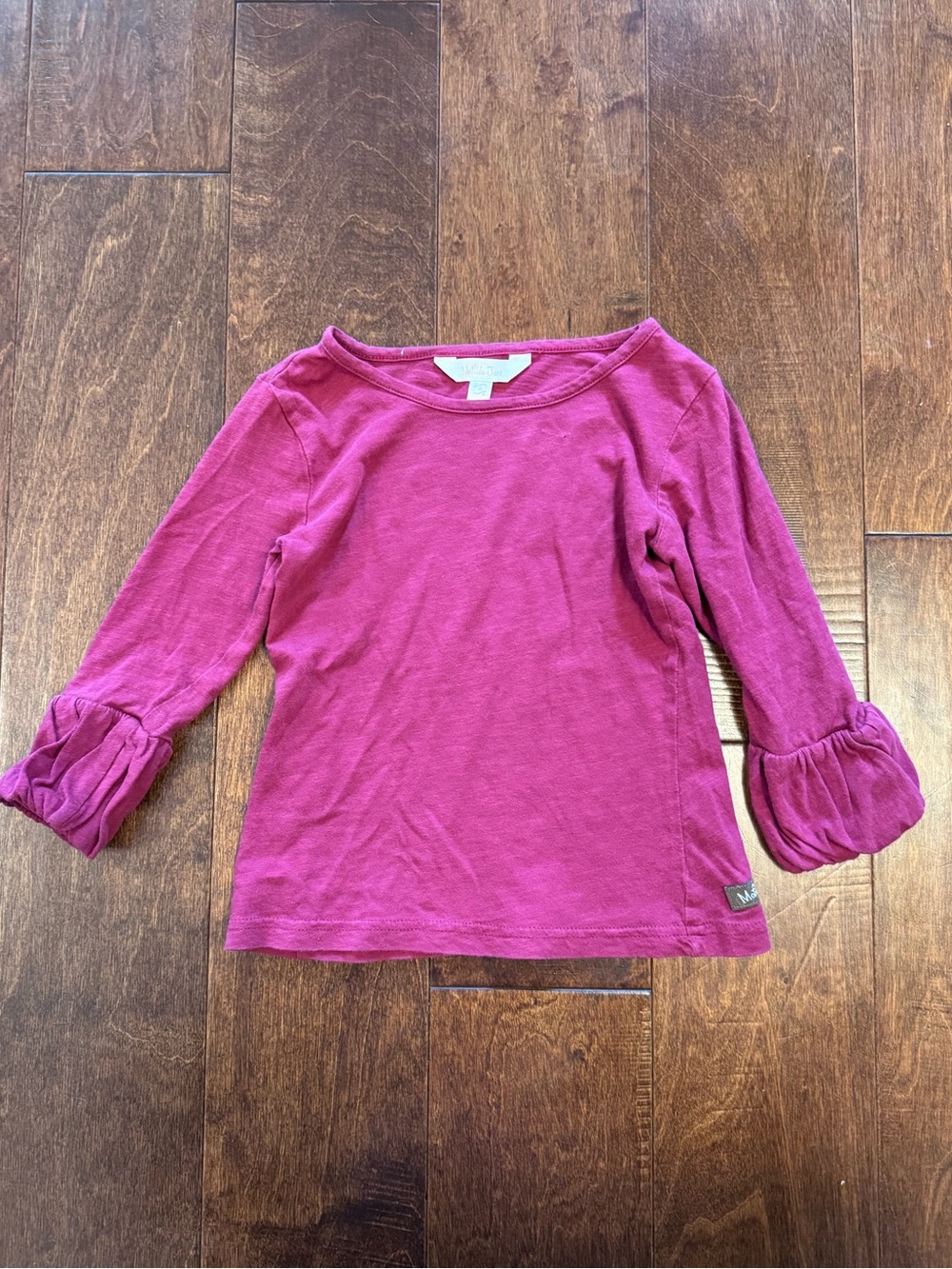 Matilda Jane Girls' Long Sleeve Top in Raspberry Pink with Ruffle Cuffs - Size 4
